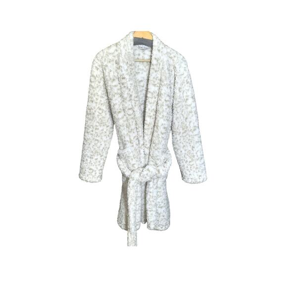 Katy Did  Snow Leopard Print Sherpa Like Womens Bath Robe With Pockets Size M - Picture 5 of 5